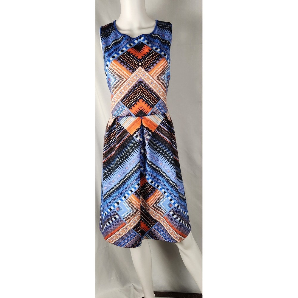 Liz Claiborne Geometric/Southwest/Indie/Y2K Fit-Flare Dress 12